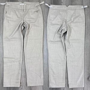 Trina Turk Women Size 4 Beige Gold Straight Leg Trouser Pants Office Holiday